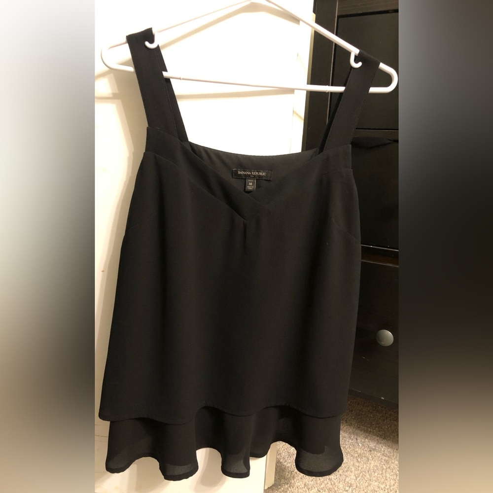 Banana Republic Black Double-Layer Camisole Tank medium petite